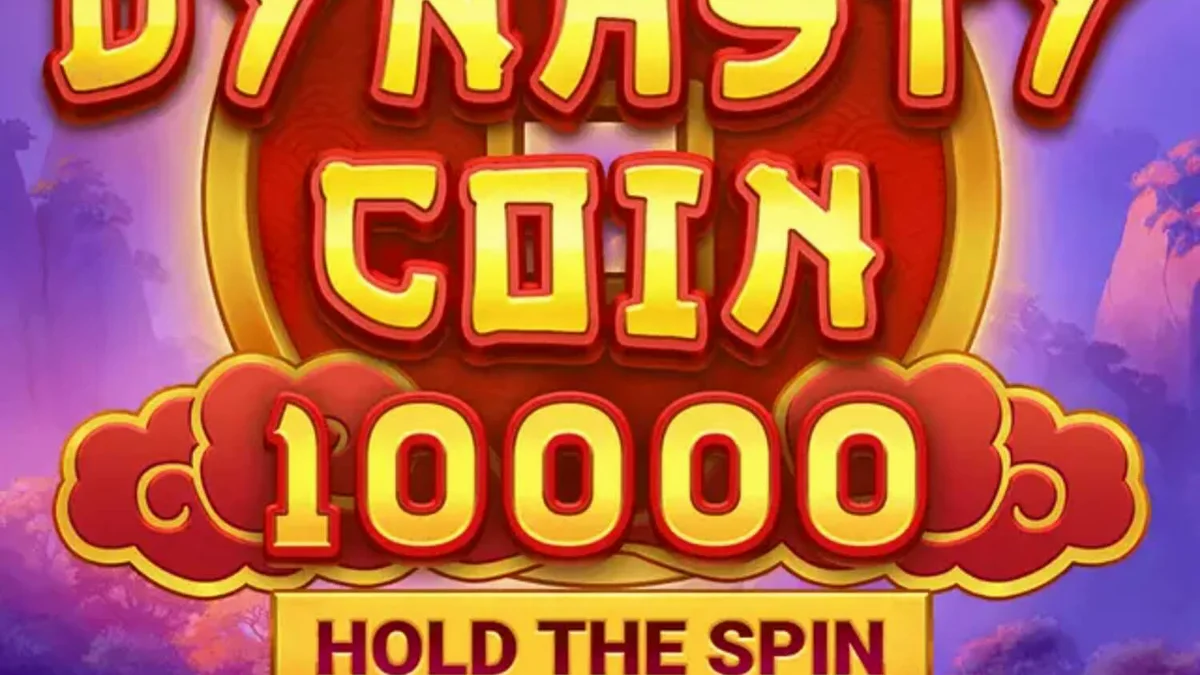 Interface vibrante e dourada do slot Dynasty Coin 10,000 com símbolos imperiais