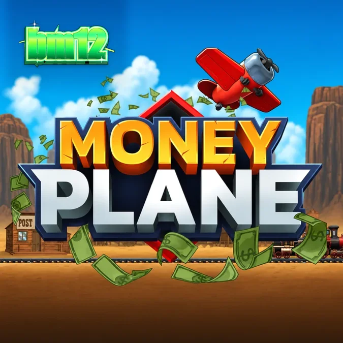 Interface de jogo do Money Plane com avião e elementos temáticos